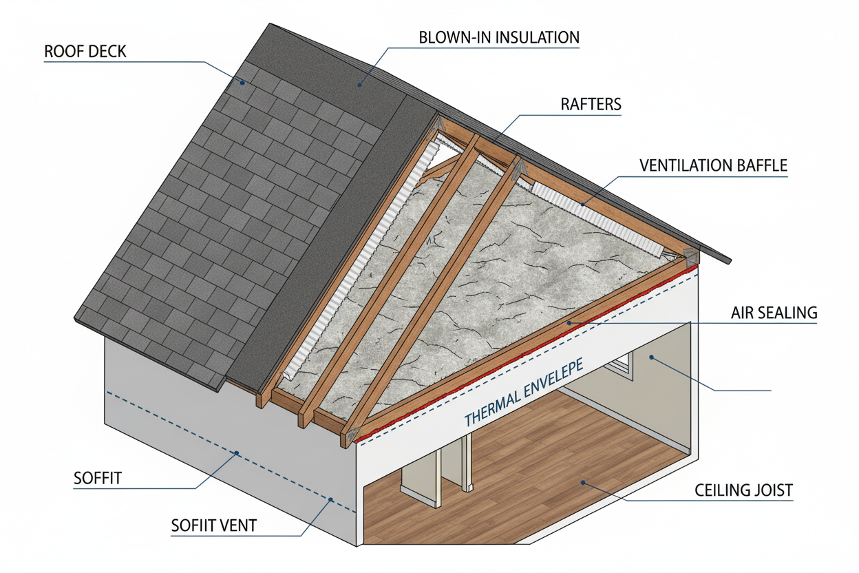 St Catharines attic insulation 3D cross-section - Complete thermal barrier system