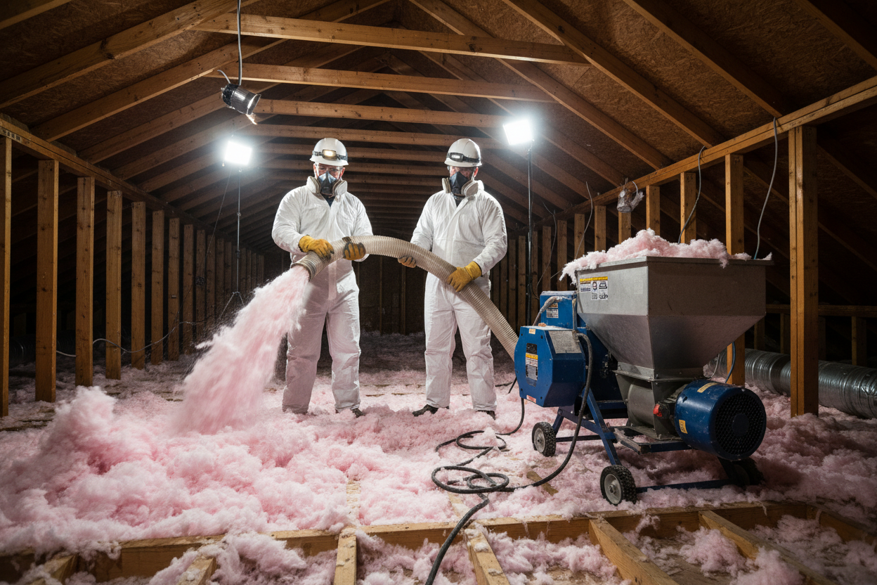 St Catharines blown-in insulation installation - Professional cellulose application process