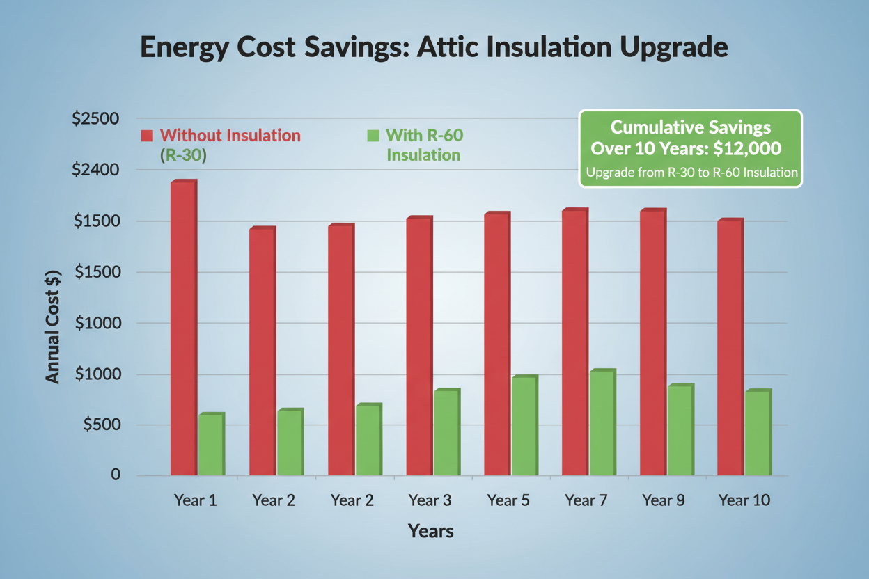 St Catharines attic insulation energy savings graph - Annual cost reduction analysis