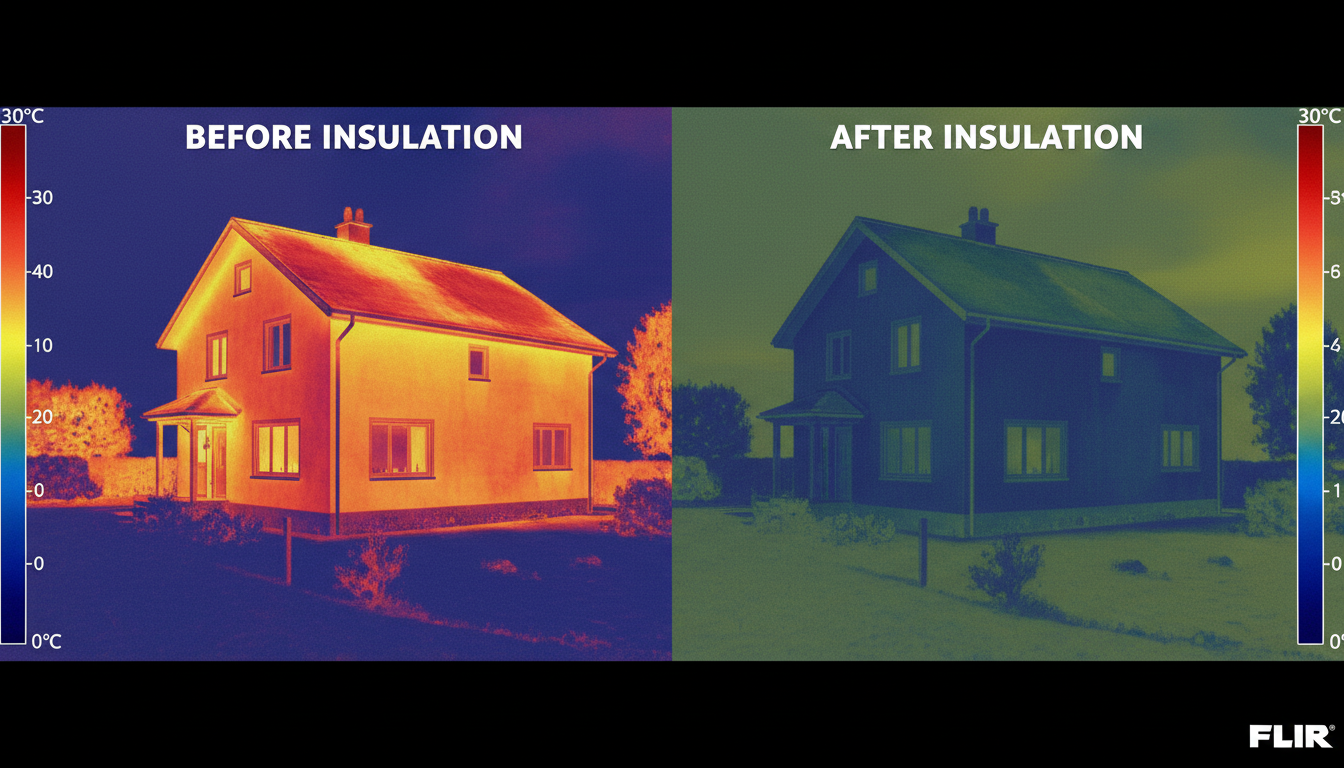 St Catharines attic thermal imaging before/after - Heat loss visualization comparison