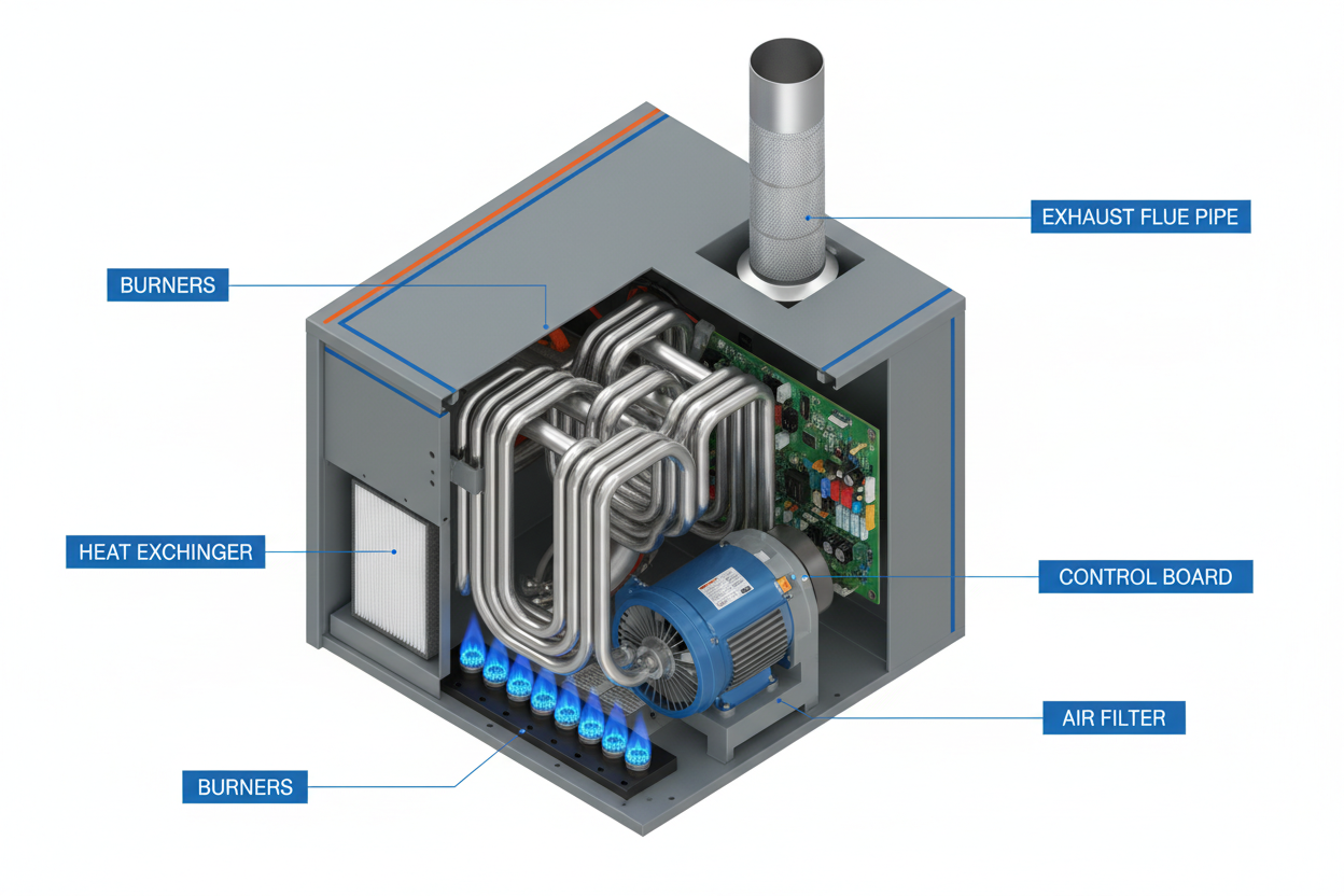 High-Efficiency Furnace 3D Cutaway