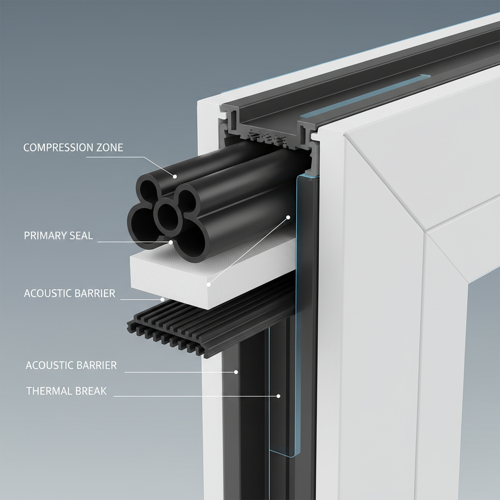 Beamsville weatherstripping system 3D - Multi-layer seal technology