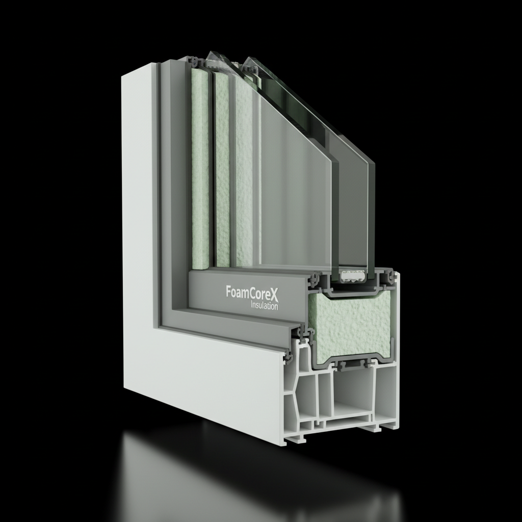 Beamsville window frame 3D cross-section - FoamCoreX multi-layer construction