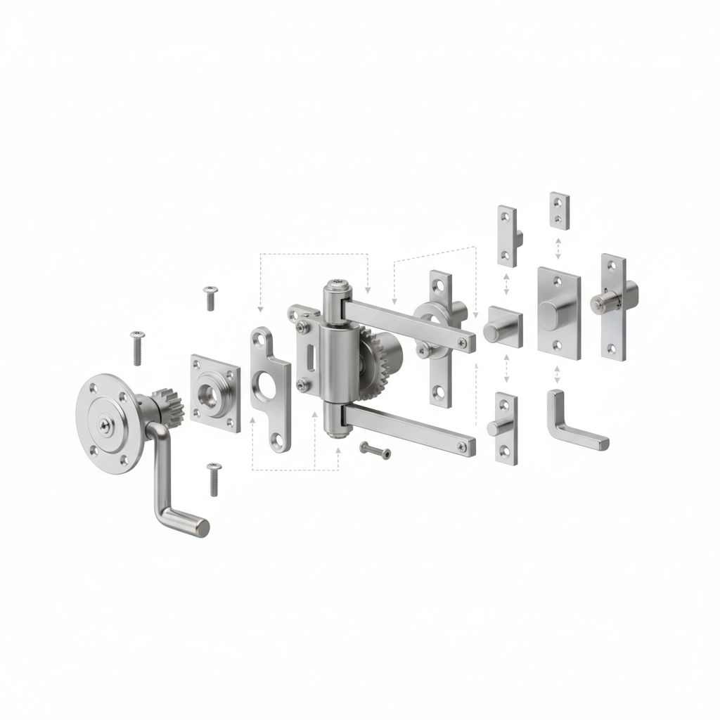 Beamsville premium window hardware 3D - Stainless steel operating components